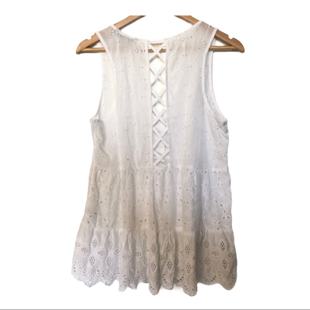 American Eagle Eyelet Sleeveless Top White Size S - Picture 3 of 3